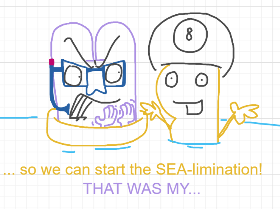 A panel from Ready Oar Knot, episode three of the Board Boards object show by Furretwalk/WalkingFurret.